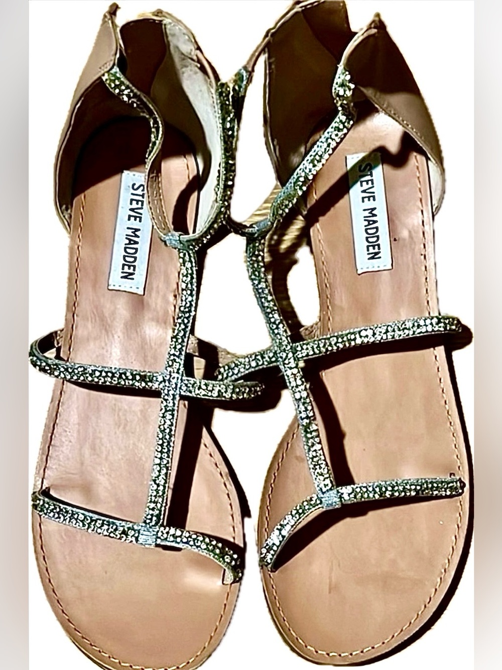 Steve Madden Tan Strappy Zip Back Sandals